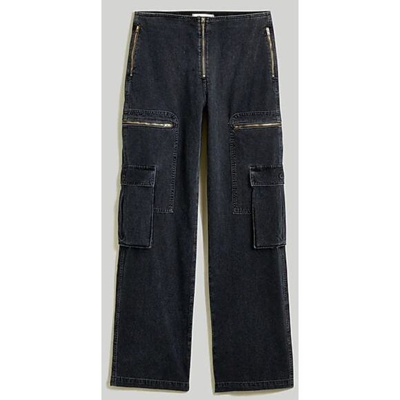 Madewell Low Slung Baggy Cargo Winsom Wash Denim Jeans US Women's 28 New - Picture 2 of 6